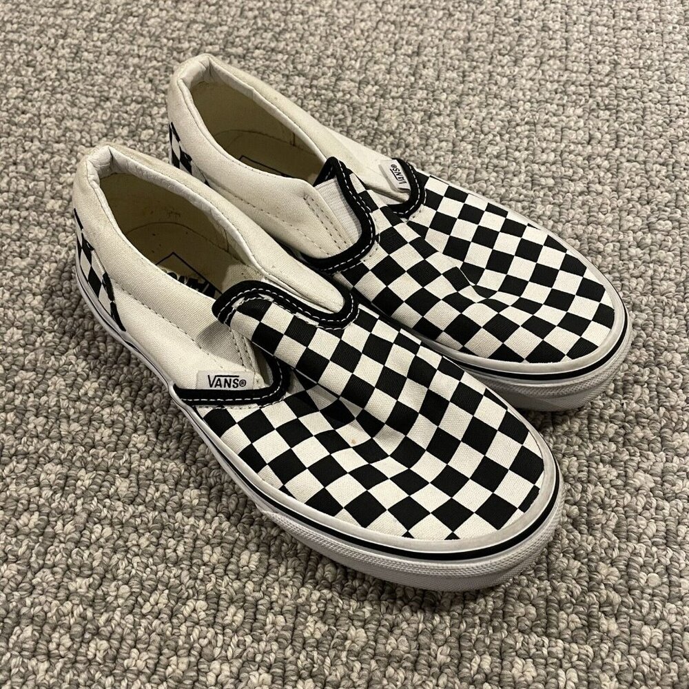 Vans Kids Checkered Slip-On Sneakers - Black and White